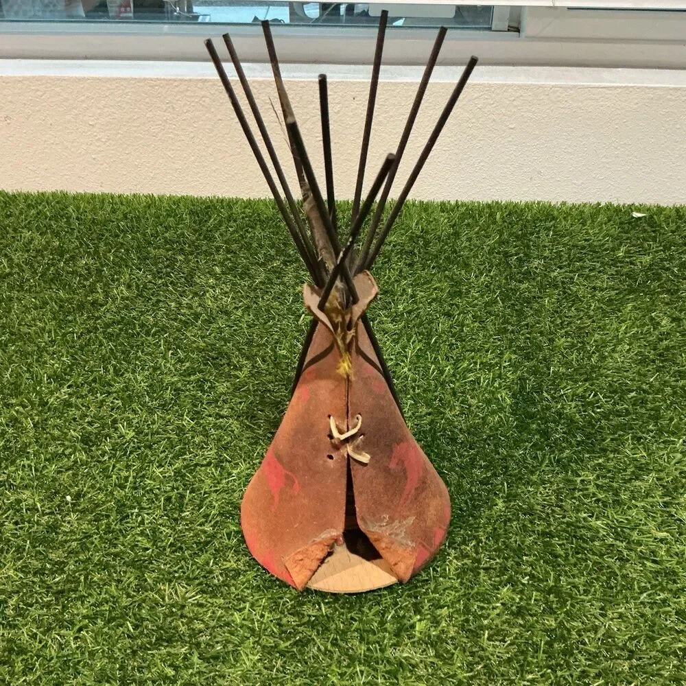 Vintage Southwestern Style Teepee Diorama Native American Figure 11” Decor